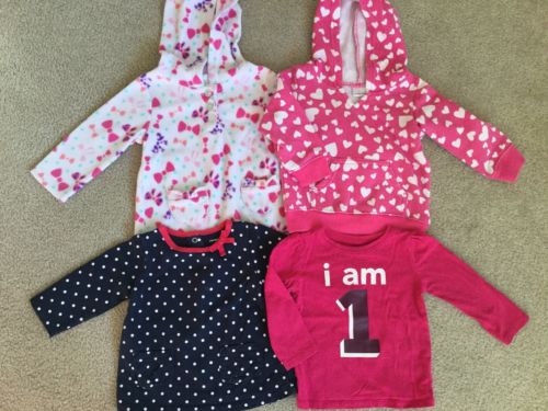 Infant Baby Toddler Girls Mixed Lot of 4 Hoodies Shirts Tunic Top 12 Months