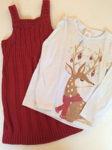 Gymboree Vintage Winter Red Sweater Knit Dress Top Lot 5T Holiday Christmas GUC
