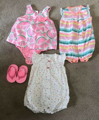 Mixed Lot Girls Summer Outfits. Pink. Size 12 Mo.