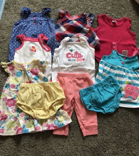 Baby girl clothes lot size 3 & 3-6 months Newborn Summer Spring Outfits Carters