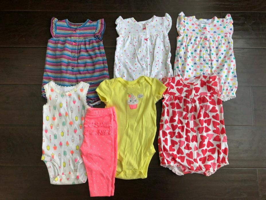 LOT of 7 Carter's Spring Summer Rompers Outfits size 6 months