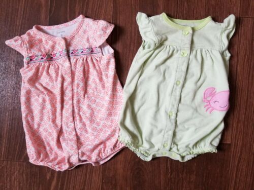 Lot of 2 Carters Snap Rompers -Size 6 Month