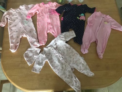Lot Of 5 Baby Girl 0-3 Months Bodysuits