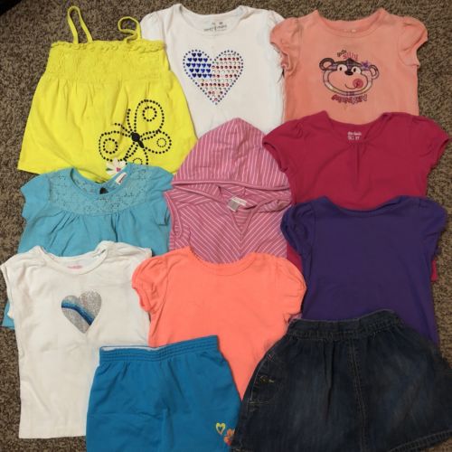Girls Size 3T Lot Of Summer Play Clothes Tops Shorts Skirt Casual