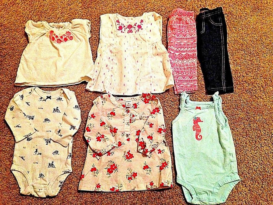 Carters Lot of 7 Baby Girl Assorted Clothes Size 6 Months