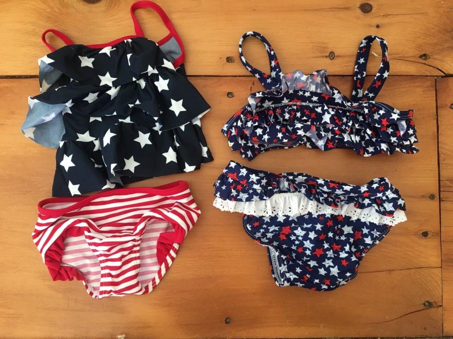 2 Baby Girl Swimsuites, Stars and stripes, OshKosh 12 Months, Old Navy 18 Months