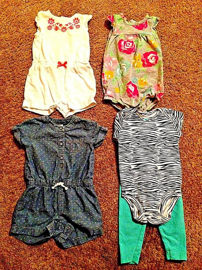 Carters Lot of 4 Baby Girl Assorted Clothes Size 6 Months