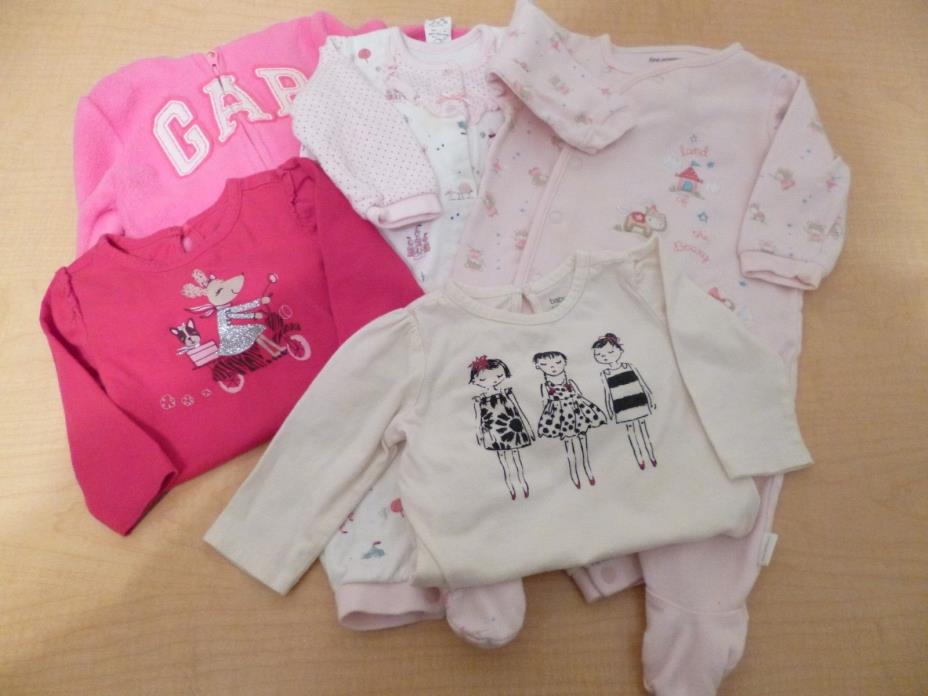 5 Piece Infant Girls Clothes Lot Size 3-6 Mos.- 2 Sleepers, 2 tops & 1 Jacket