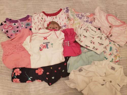 15pc Lot - Baby Girl Clothes Newborn.  Carter's, Gerber & More