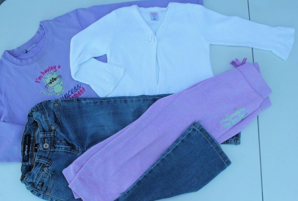 Lot of 4 Girls Clothes Old Navy Cardigan Jeans Place Pants Size 4 5 6  Floral