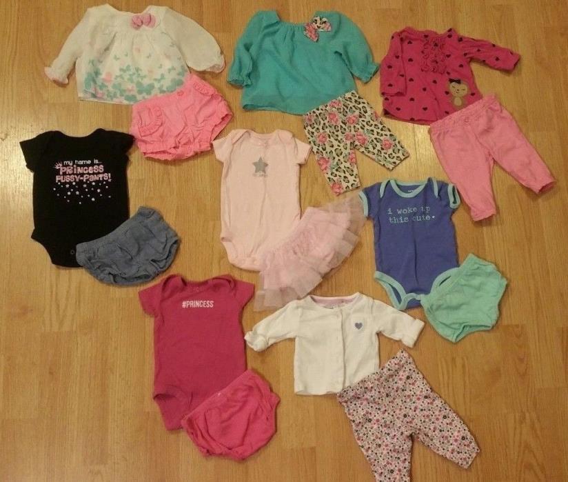 Lot of 16 Baby Girl clothes NB