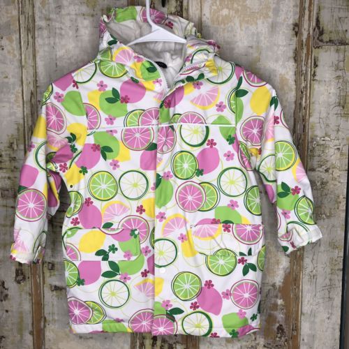 Lands End Girls Lemon Lime Raincoat Size Small 4 Toddler GUC