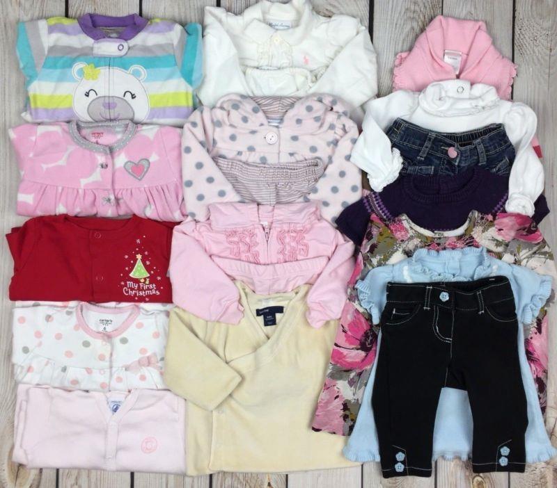 Winter Clothing Bundle Outfits Infant Baby Girls 6 M Dress Pants Tops PJs 20 Pc