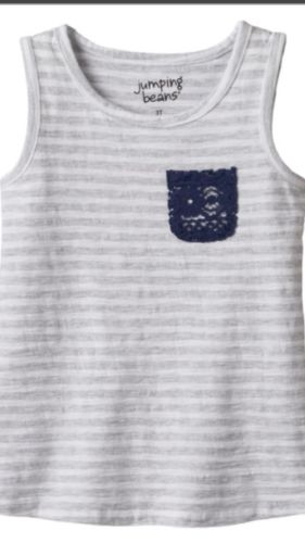 Toddler Girl Jumping Beans Crochet Lace Chest Pocket Striped Tank Top