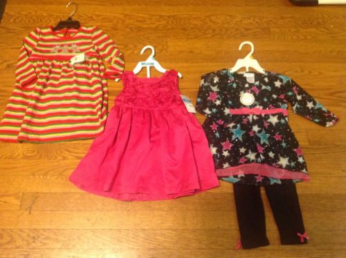 Huge Christmas Lot Girls 24 M Months Carters Satin Red Holiday Dress +more NWT