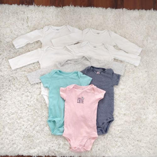 Carter's Lot of 8 Baby Girl Long and Short Sleeves Bodysuit Size 9 Months