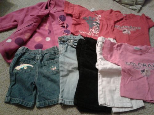 LOT 8 pieces girls 12 month 1 year baby clothing pants shirt Jeans Jacket HOOD
