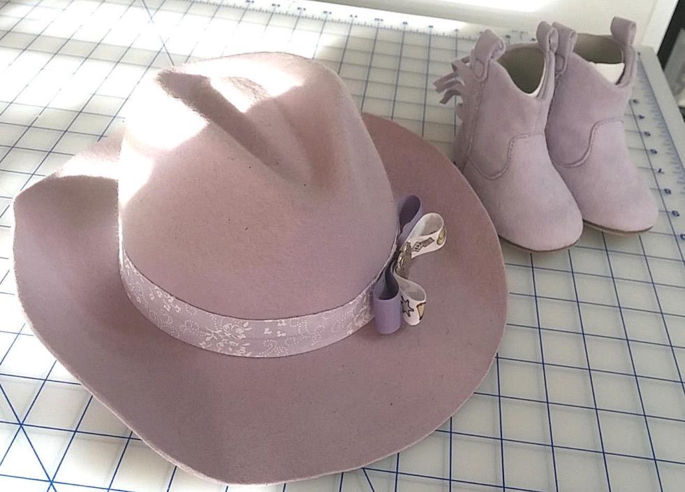 Gymboree Cowgirls at Heart Rare Lavender Boots & Hat + bodysuit & skirt