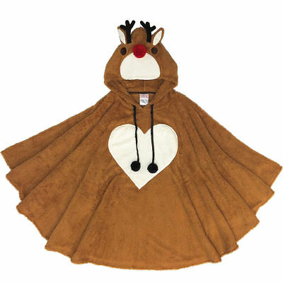 Fuzzy Reindeer Poncho Brown Plush Unisex Adult Christmas Holiday Costume OS
