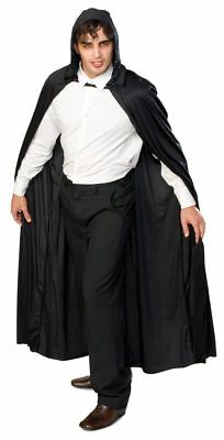 Long Hooded Black Fabric Cape, size Standard Halloween  Cosplay Dracula