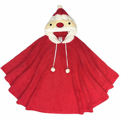 Fuzzy Santa Claus Poncho Red Plush Unisex Adult Christmas Holiday Costume OS