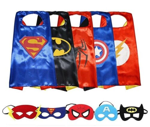 5 Sets of Superhero Dress Up Capes & Masks for Party Or Pretend Play