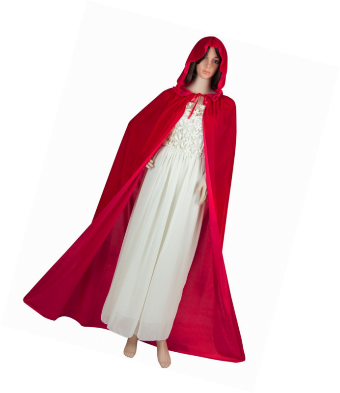 Acecharming Women's Velvet Cape with Hood Halloween Witch Costume Cloak