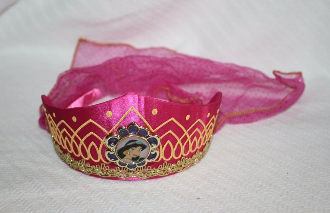 The Disney Store Jasmine Aladdin Magenta Princess Crown Gold Trim Costume