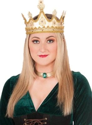 Women's Medieval Golden Queen Crown Renaissance Princess Costume Accessory