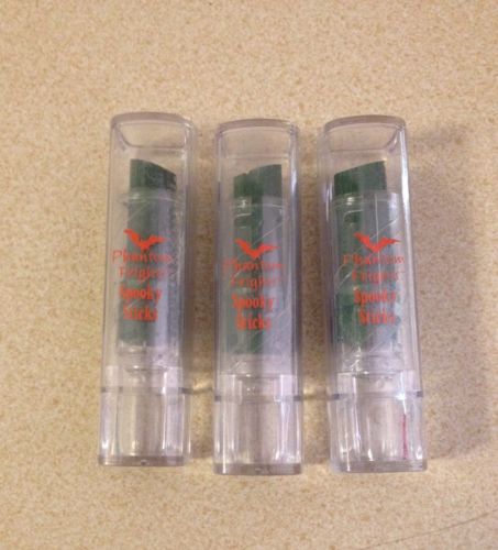 Green Lipstick 3 Tubes Lot .14 Ounce Each New Phantom Frights Spooky Sticks