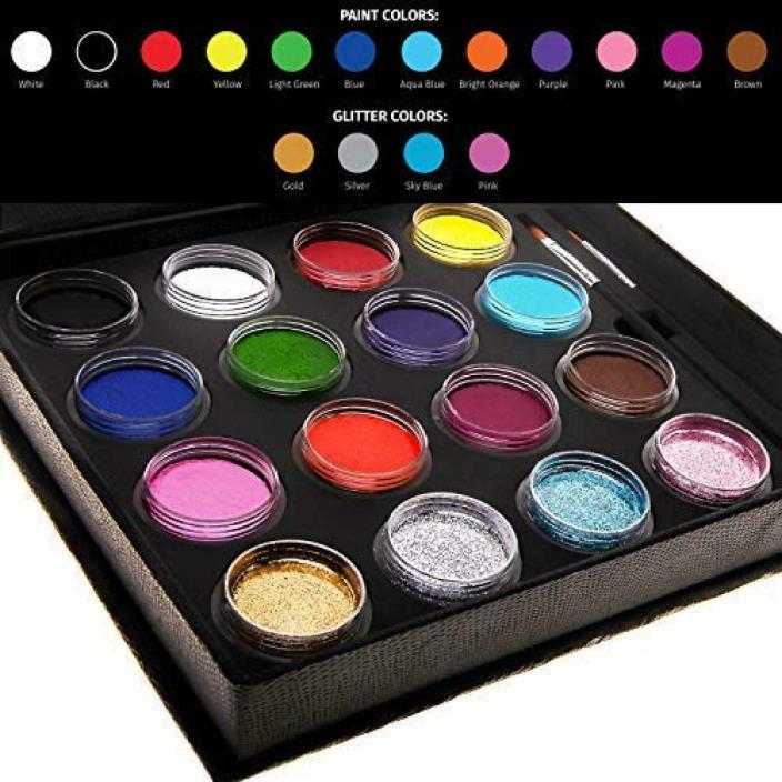 Professional Face Paint Kit + 50 Stencils. Water-Activated XL Face Painting