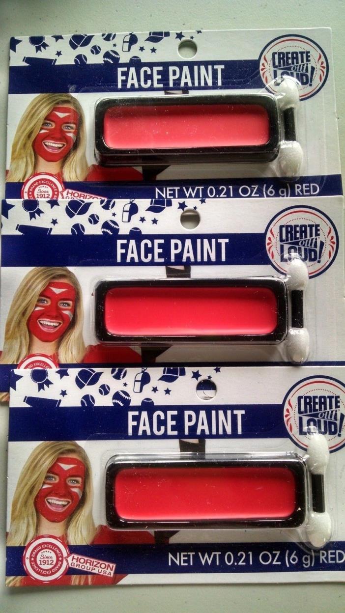 3 New Red Sport/School Colors- Team Spirit- Costume Makeup- Face Paint