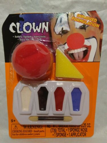 Clown Makeup Kit With Sponge Nose Halloween Set Applicator Grease Face Paint