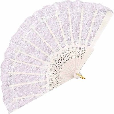 Lace Chinese Fan White Victorian Wedding Geisha Costume Accessory Prop decor