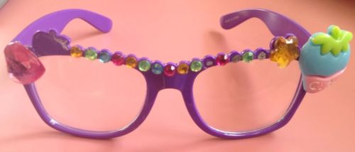 GIRL'S PURPLE PARTY GLASSES WITH COLORFUL RHINESTONES *DIVA GLAMOUR GIRL GLASSES