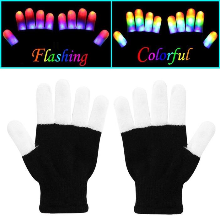 Flashing Finger Lighting Gloves LED Colorful Rave Gloves 7 Colors Light Show
