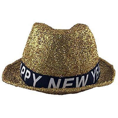 LED Light Party Hats Up Gold Fedora -Happy New Year NEW NO TAX FREE SHIPPING