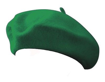 Womens Green Beret 100% Wool French Tam Beanie Fashion Hat