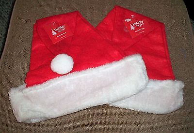 QUANTITY OF 2 HOLIDAY STYLE SANTA HAT CLASSIC RED AND WHITE NEW