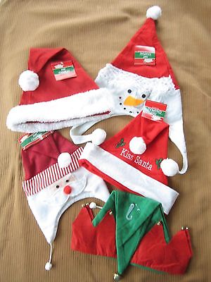 New Christmas Lot Of 5 Santa Claus Hats Caps Elf Hat Whole Family Sizes