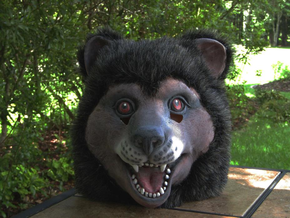 Bear Latex Adult Mask with Fur/Hair Red Eyes Fully Hooded