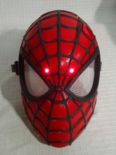 Spiderman mask heavy plastic with Red LEDs Adjustable Headstrap