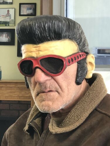 ELVIS PRESLEY Plastic Latex Costume Half Face MASK with Glasses & Hair 2002