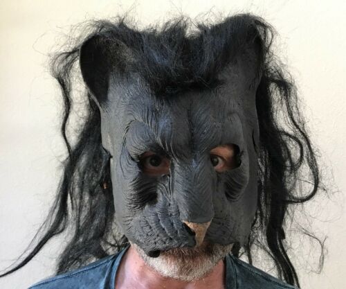 1999 Paper Magic Group Scary Panther Black Cat Were Halloween Mask Hair