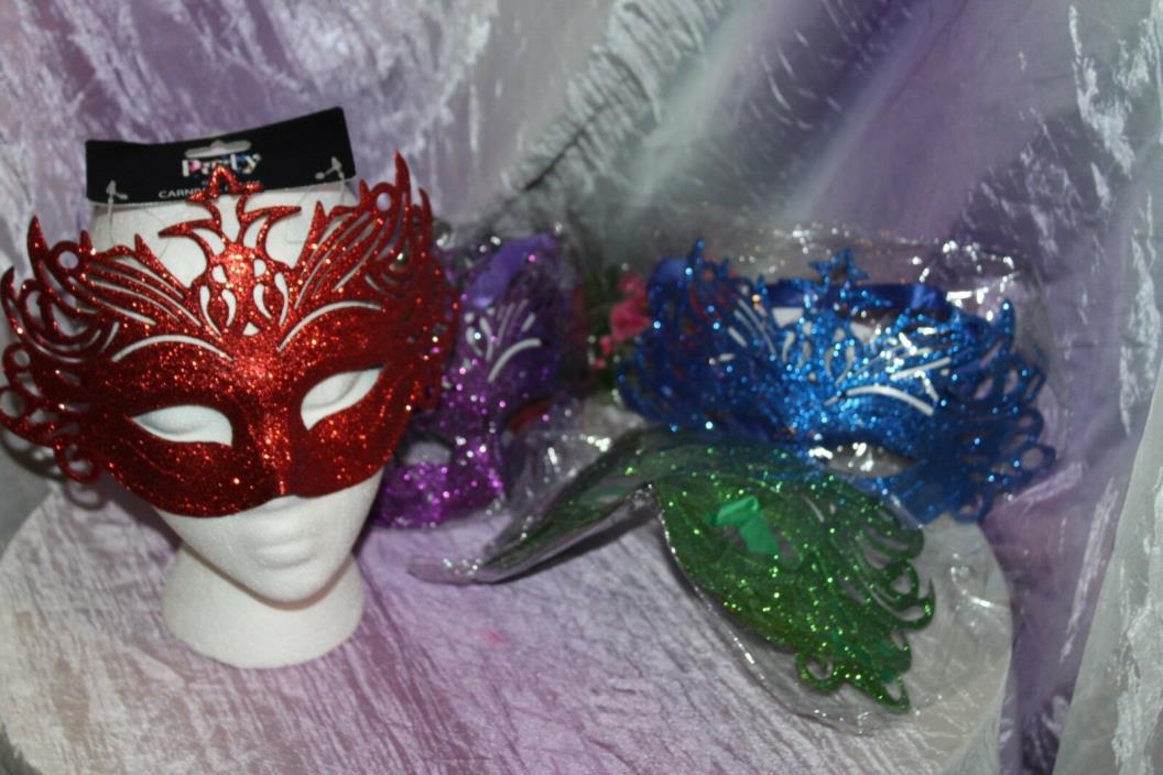 Masquerade Burlesque Carnival Glitter Plastic Costume Mask Mardi Gras Halloween