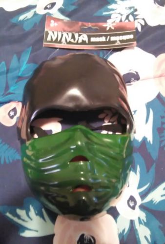 NINJA Warrior Full Face Mask Black/Green Design 8 1/2