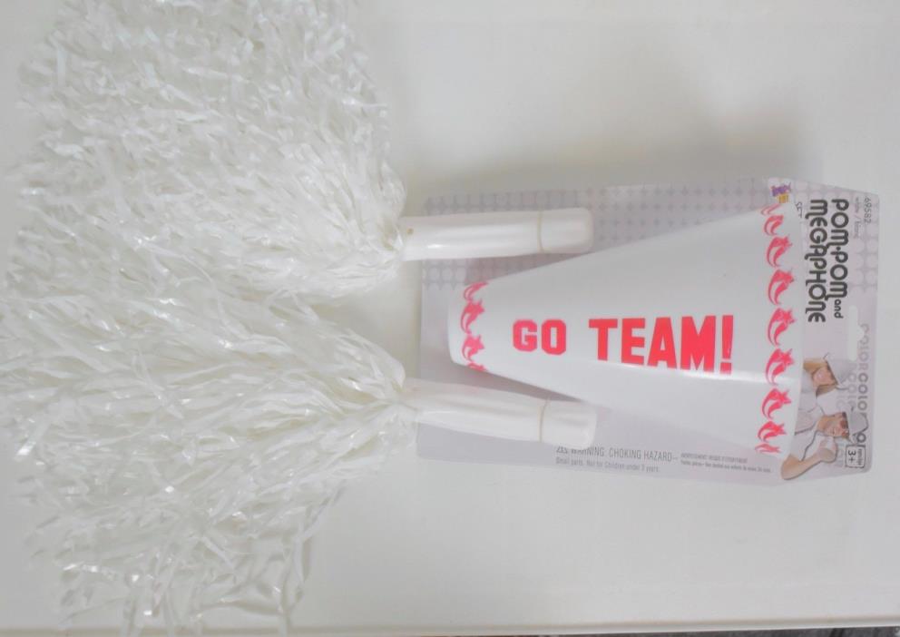 Cheerleader White Pom Pom Set (2 Sets) Kid's Costume Accessory