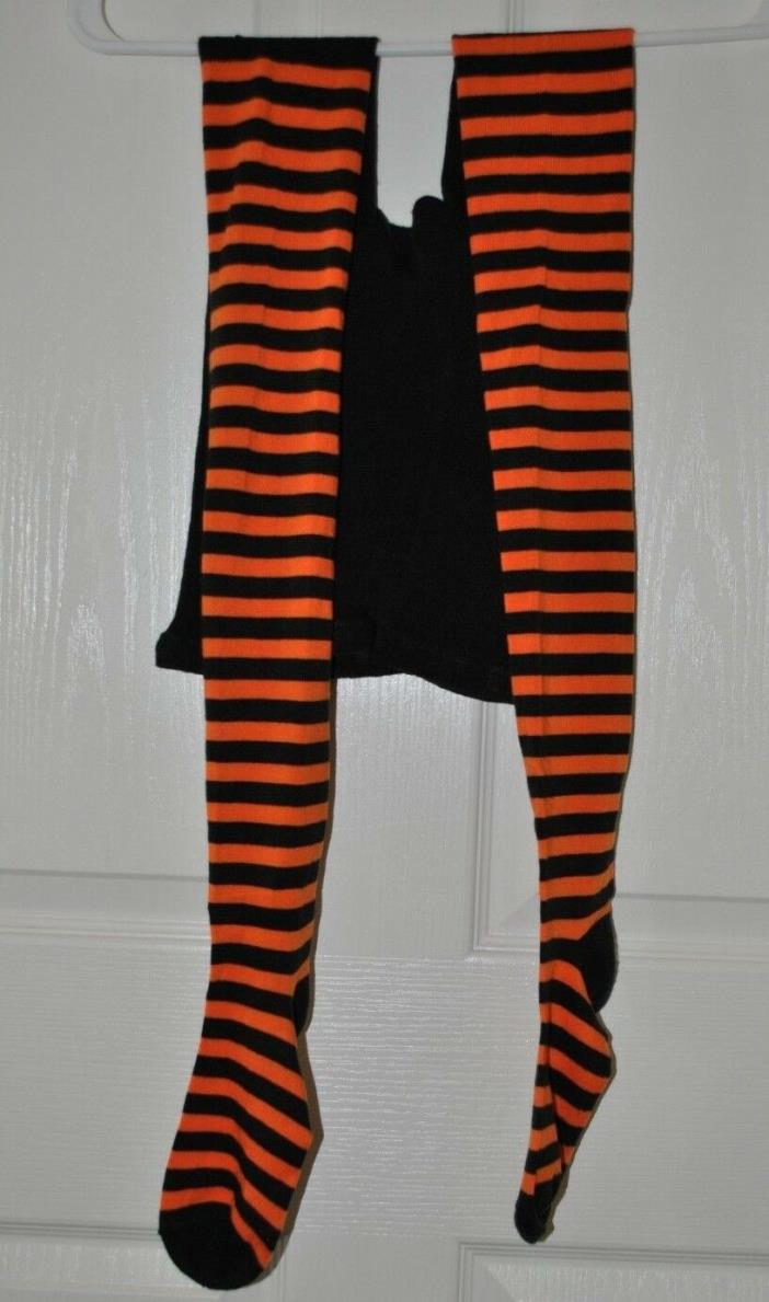 Halloween Striped Black & Orange Tights One Size Fits Most