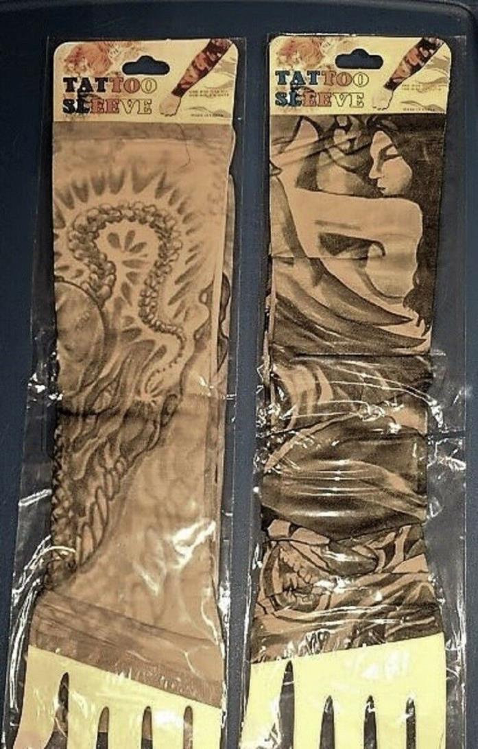 Shebeest Tattoo Sleeves, Flesh Tone, Black Print, 2 Sets, New in Package