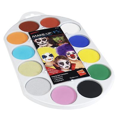 Kids Book Week Make up Facepaint Set 12 Colours 4 Brushes 2 Sponges Manual Guide